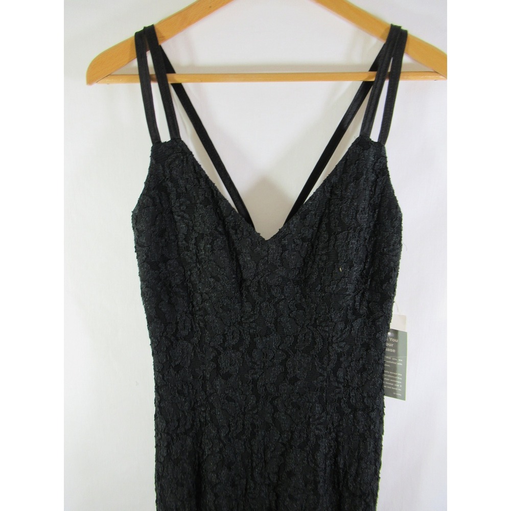 NEW Vintage 90s Black Lace Mermaid Dress A.J. Bari Prom Homecoming Formal - Picture 2 of 9